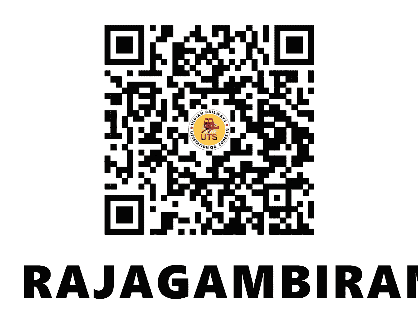 UTS QR Code for RAJAGAMBIRAM - RAGM (SR - TAMIL NADU)